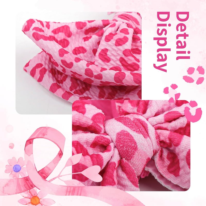 ONENINEDREAM 2PCS 6’’ Pink Leopard Hair Accessories for Baby Girls Football Headbands for Girls Hair Bows Newborn Headband Pink Ribbon Baby Clothes - Image 5